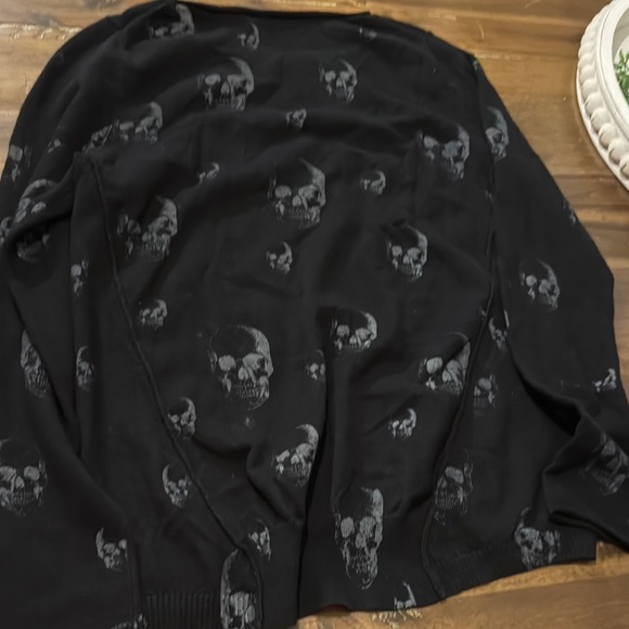 Skull Cashmere Black Crewneck Sweater with Skull Pattern - Picture 7 of 8